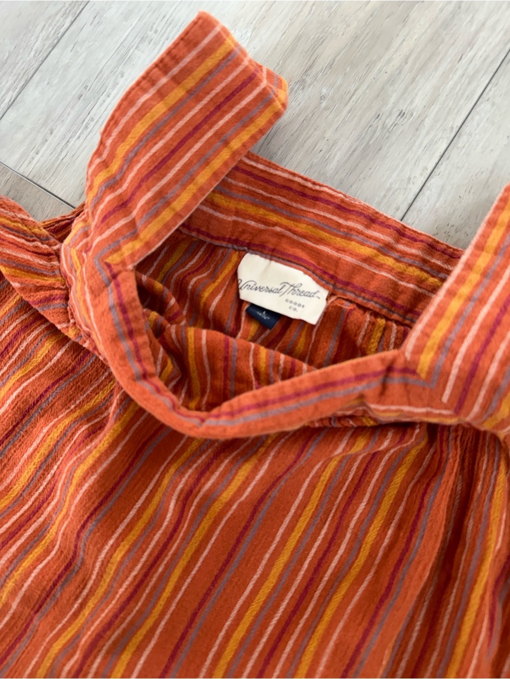 Universal Thread Orange Multi-Stripe Collared Top
